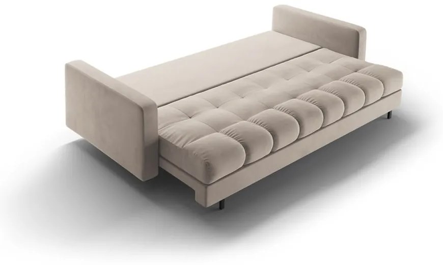 Canapea bej extensibilă, cu spațiu de depozitare cu tapițerie din catifea 222 cm Bali – Cosmopolitan Design
