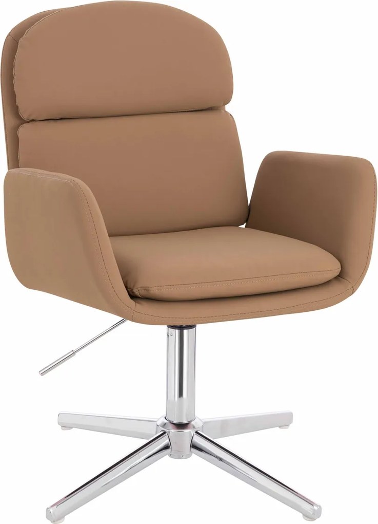 HR480CROSS Scaun Caramel Piele Ecologica Premium Soft cu Bază Cromata