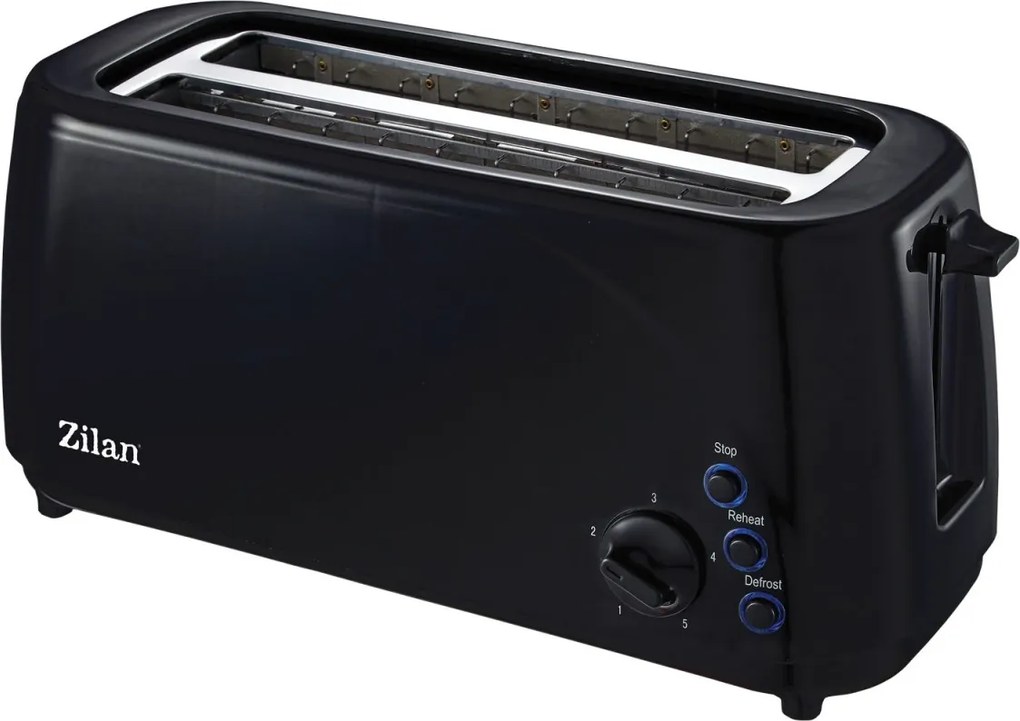 Prajitor paine dublu Zilan ZLN2713, Negru, 1400W, 5 grade rumenire si functii multiple
