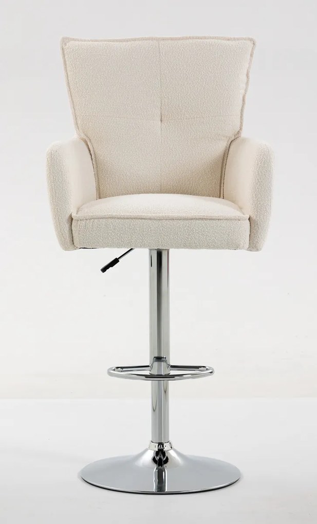 HR250W Scaun Crem Boucle Bază Cromata