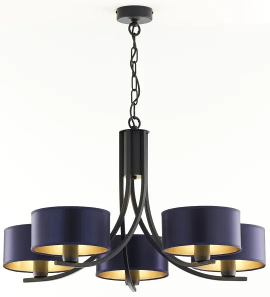 Jupiter 2101 - Lustră cu lanț ARTHUR 5xE27/15W/230V albastru/negru