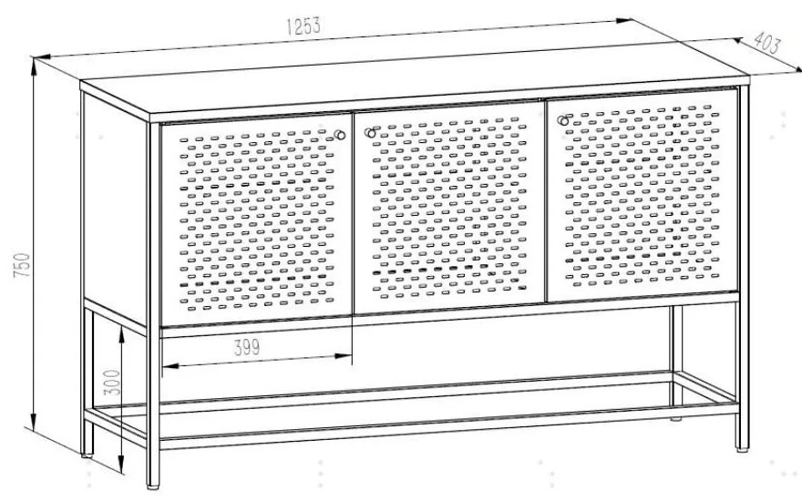 Comodă neagră joasă din metal 125x75 cm Newcastle – Actona