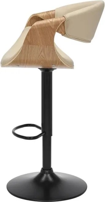 Scaun de bar pivotant ORGANIC stejar/ bej crem