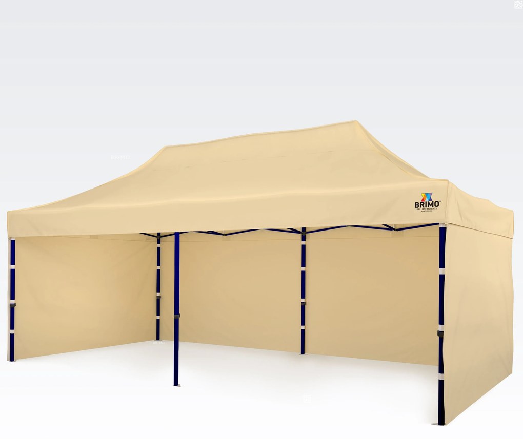 Foișor de grădină 3×6 m – pliabil cu 3 pereți | BRIMO® - cu 3 pereți - Bej