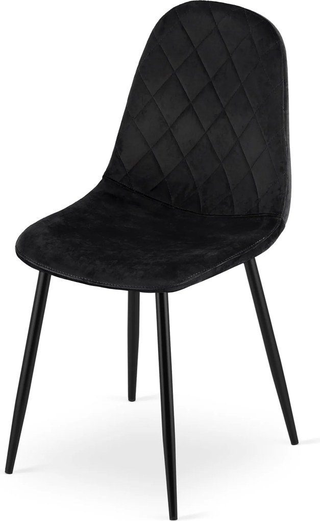 OFERTA Scaun de catifea negru ASTI cu picioare negre II. calitate