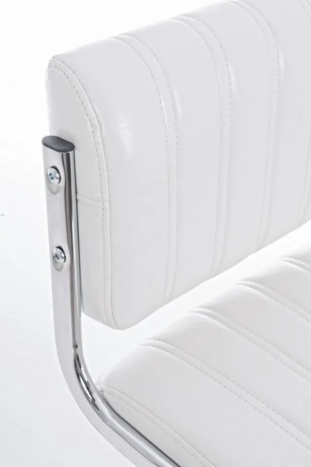 Scaun bar alb din piele ecologica si metal, Barclay Bizzotto