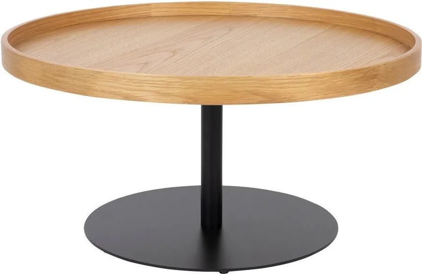 Măsuță de cafea în culoare naturală rotundă cu blat cu aspect de lemn de stejar ø 70 cm Yuri L – White Label