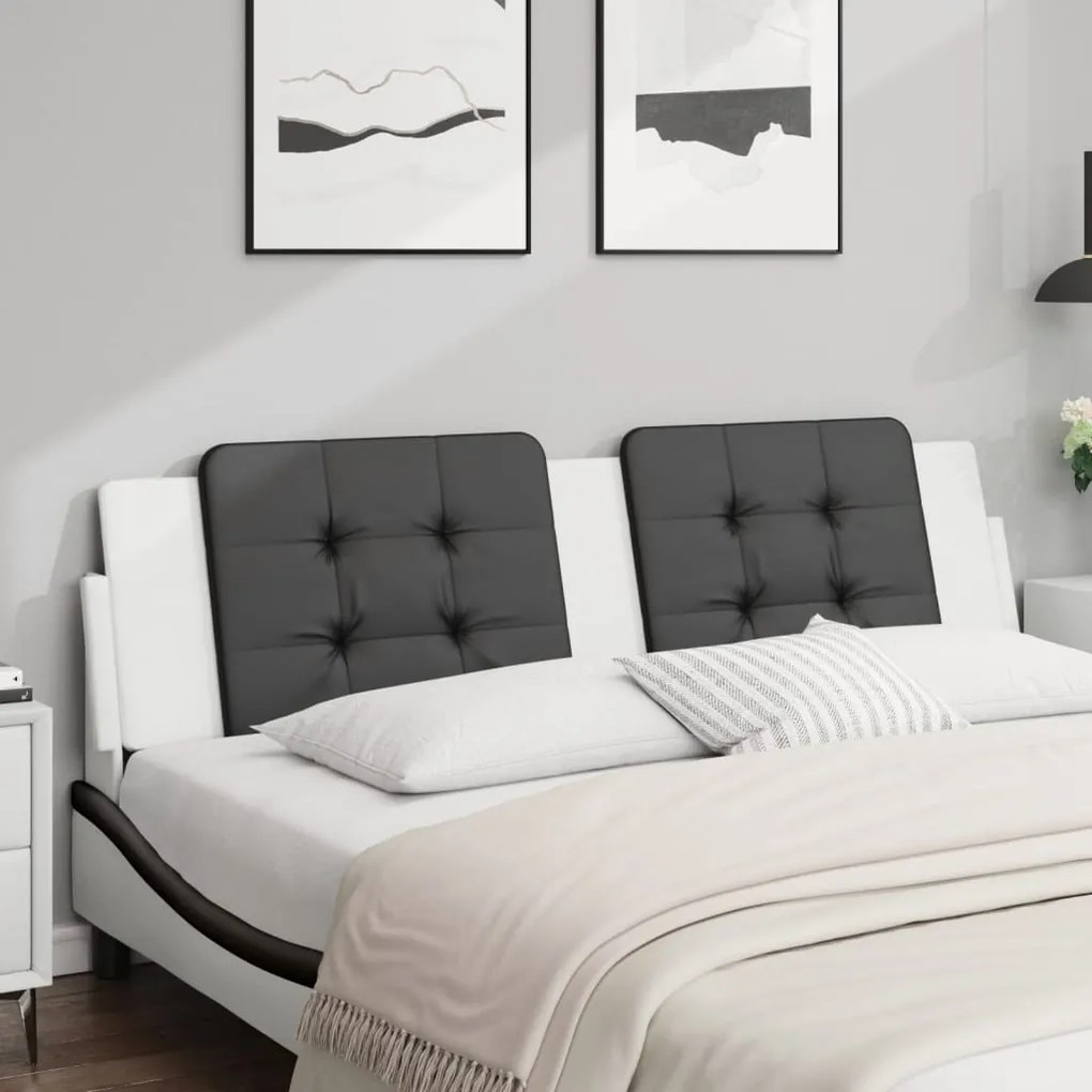 vidaXL Pernă pentru tăblie pat, negru și alb, 180cm, piele artificială