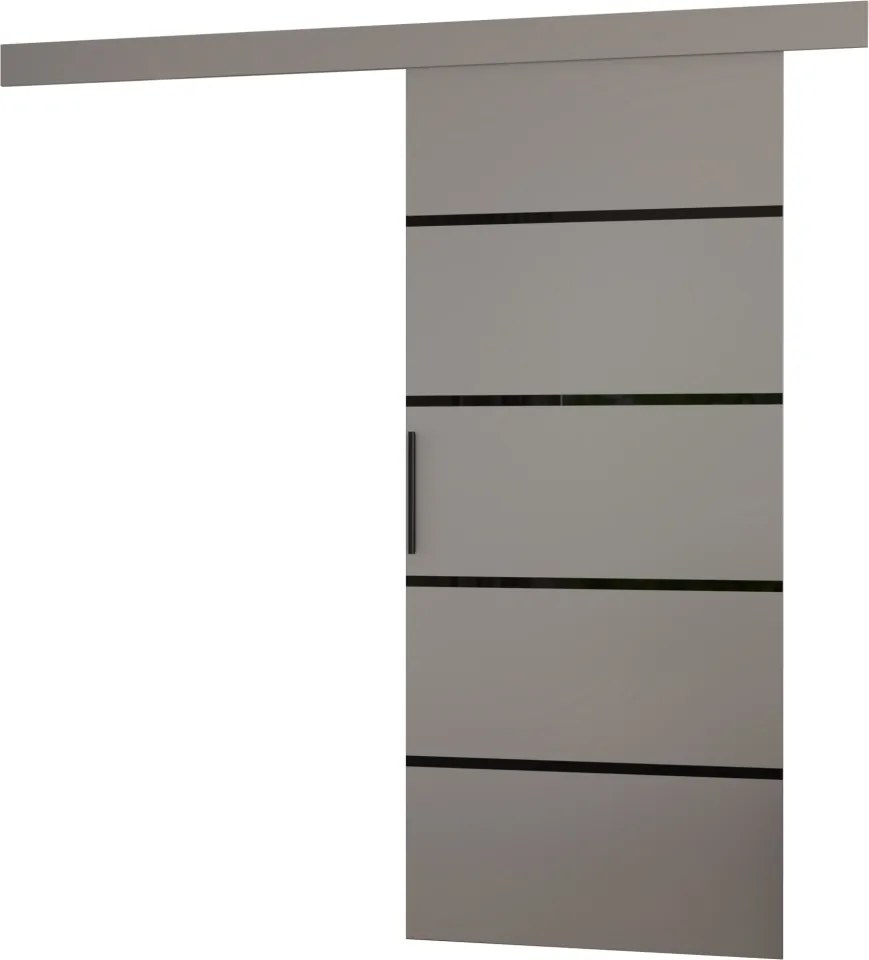 Ușă glisantă MUSCHU – 96x205 cm – Gri / Negru