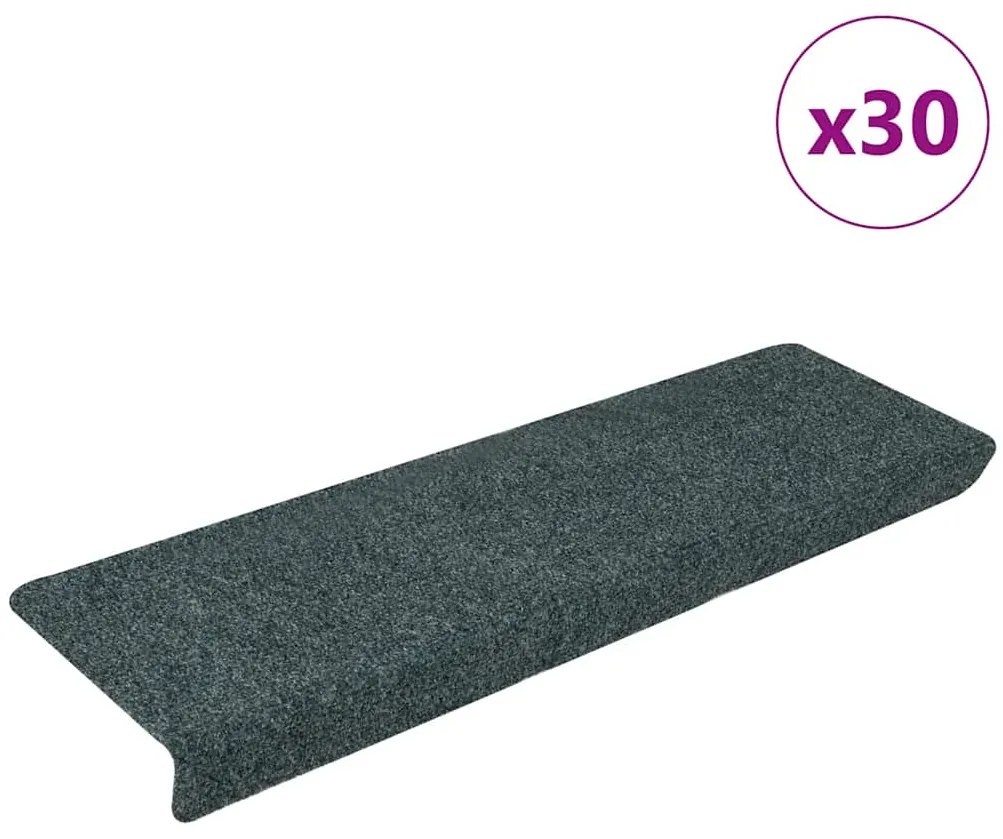 vidaXL Covorașe autoadezive pentru scări, 30 buc., 65x21x4 cm, margini dreptunghiulare verzi