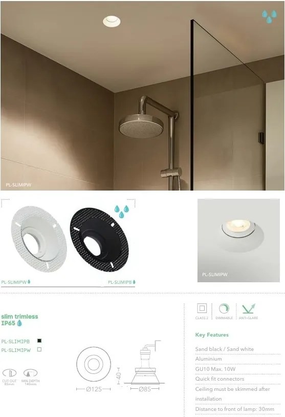 Spot incastrabil cu protectie IP65 Slim Trimless alb