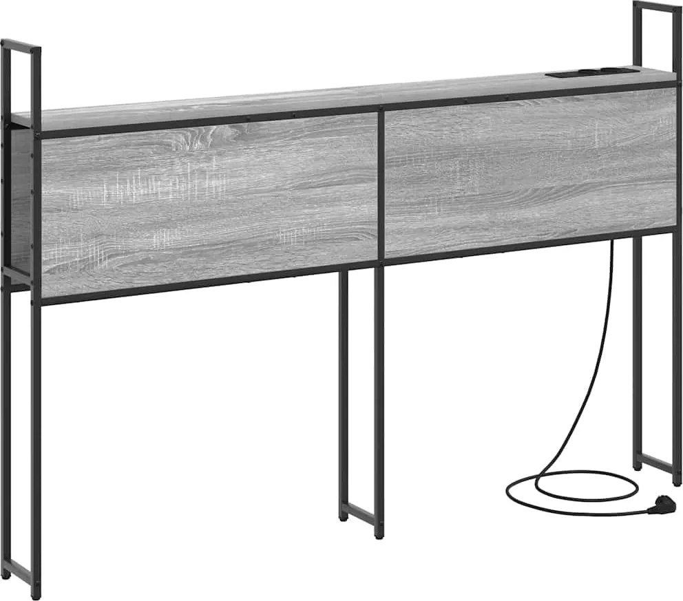 vidaXL Tăblie de Depozitare cu Stație de Încărcare cu raft sonoma gri