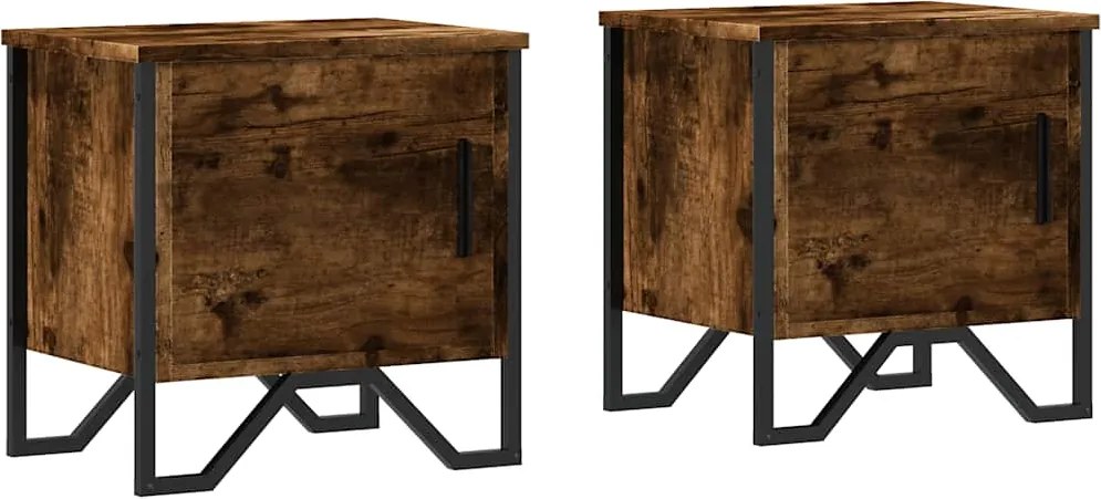 vidaXL Noptiere, 2 buc., stejar fumuriu, 40x30x40 cm, lemn prelucrat