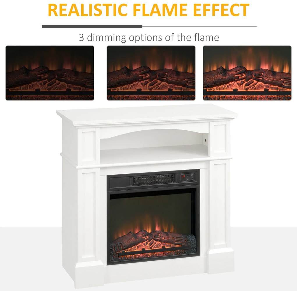 HOMCOM Șemineu Electric 1800W cu Efect de Flacără Reglabilă, Telecomandă și Timer | Aosom Romania