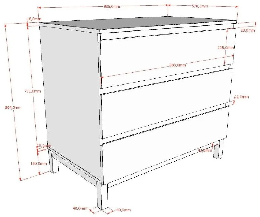 Comodă de copii albă 99x89x57 cm Eva – Vipack