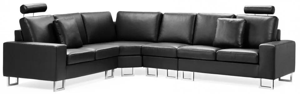 Coltar Stockholm, piele, negru, 103 x 290 x 235 cm