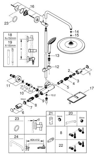 GROHE 26401001 - Sistem de duș VITALIO JOY SYSTEM 310, crom lucios