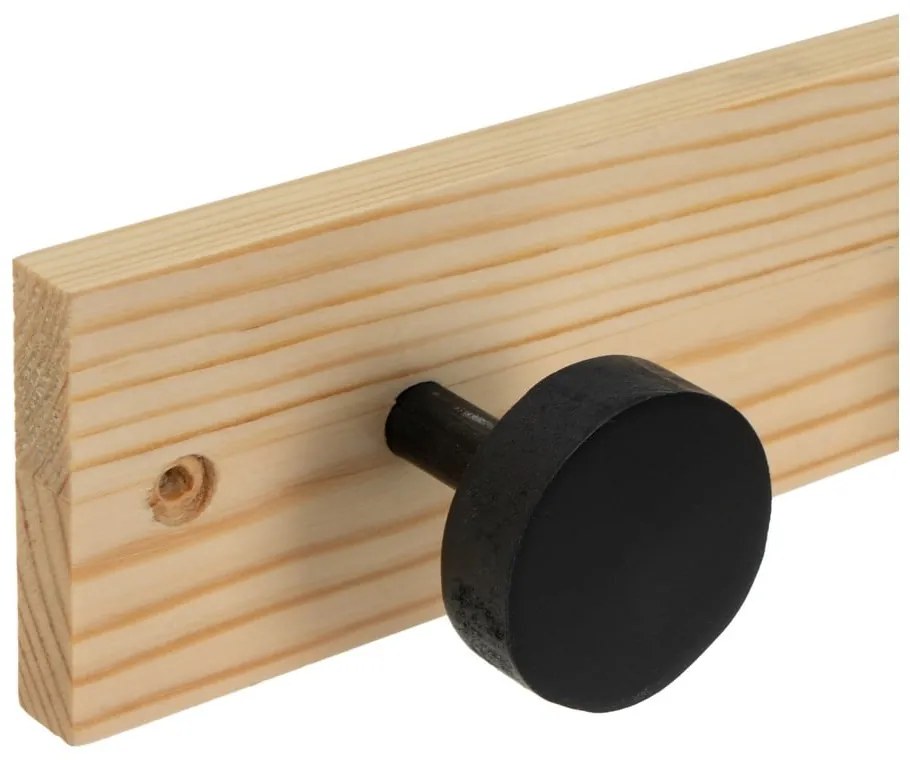 Cuier de perete negru-în culoare naturală din lemn de pin 40 cm Anillos – Casa Selección