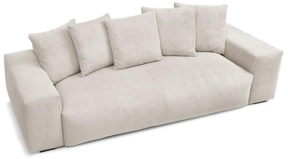 Canapea crem cu tapițerie din catifea reiată 280 cm Voltaire – Bobochic Paris