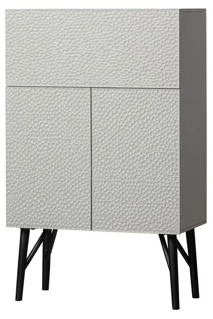 Dulap vinotecă gri deschis din lemn de mango 90x146x46 cm Carved – WOOOD