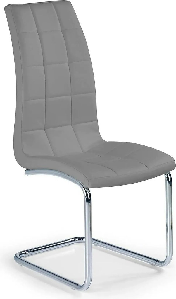 Scaun tapitat K147, gri/crom, piele ecologica/metal, 42X55X101 CM