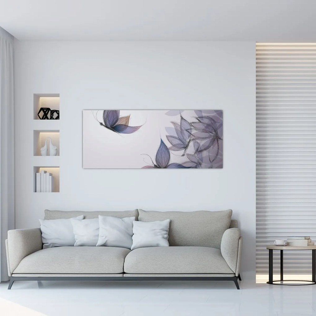Tablou - Fluturi desenați (120x50 cm)