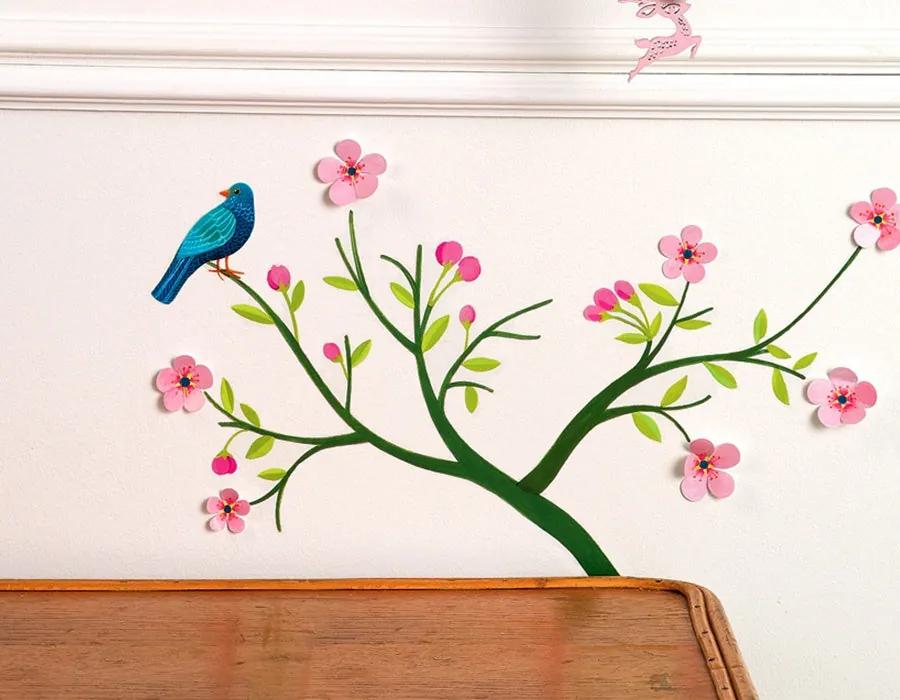 Sticker decorativ camera copii 3D Cherry Tree in Bloom