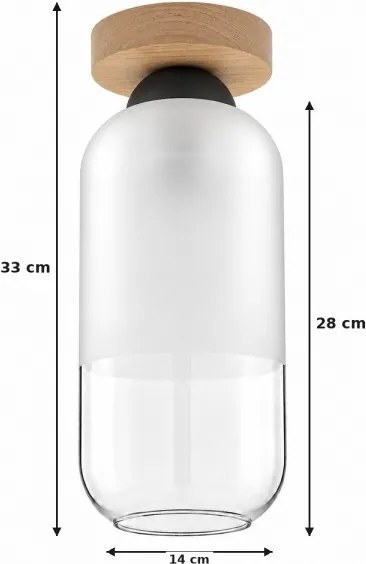 BRILAGI - Lampă de tavan LED RETRO GLASS 1xE27/60W/230V Ø 14 cm stejar/alb