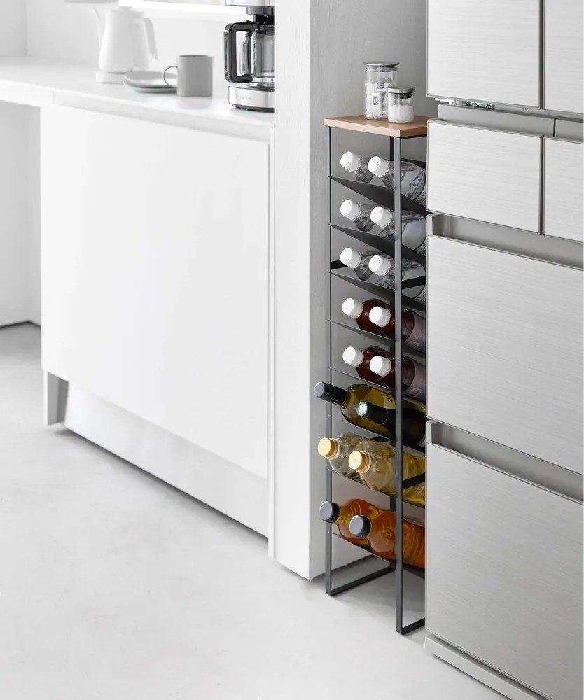 Raft pentru sticle de vin negru din metal număr de sticle 16 20x88,5x19 cm Tower – YAMAZAKI