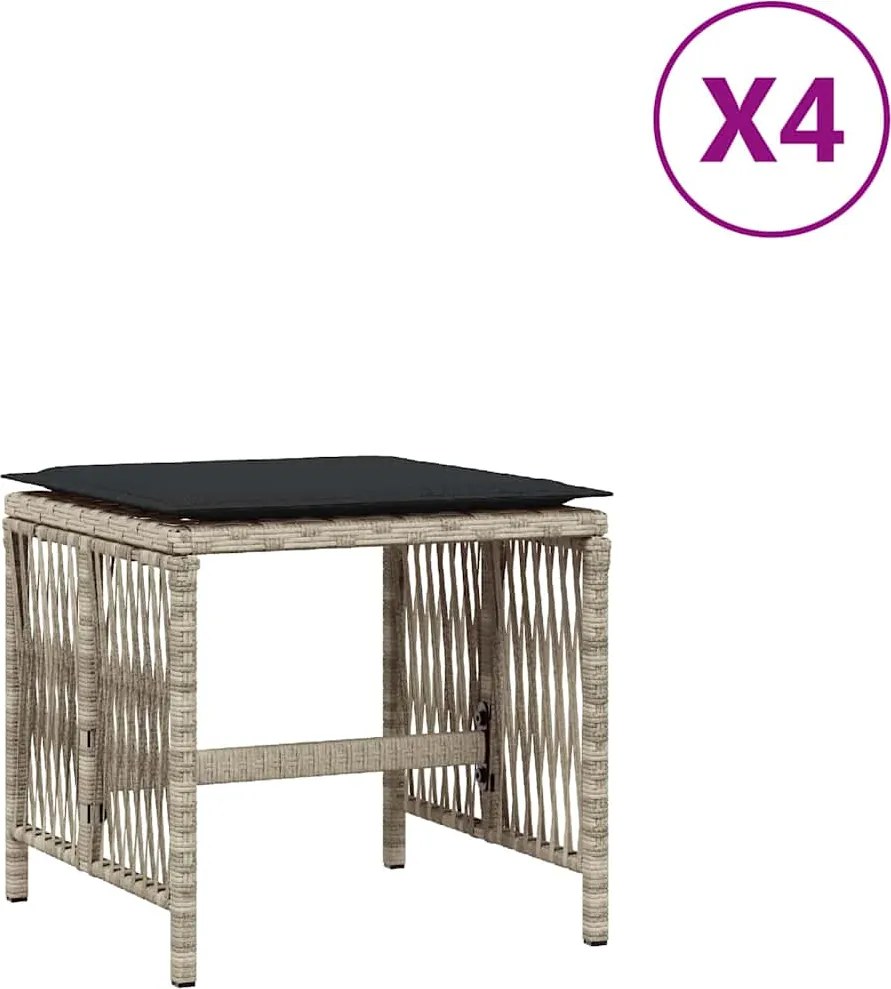 vidaXL Scaune de grădină cu perne, 4 buc. gri deschis poliratan