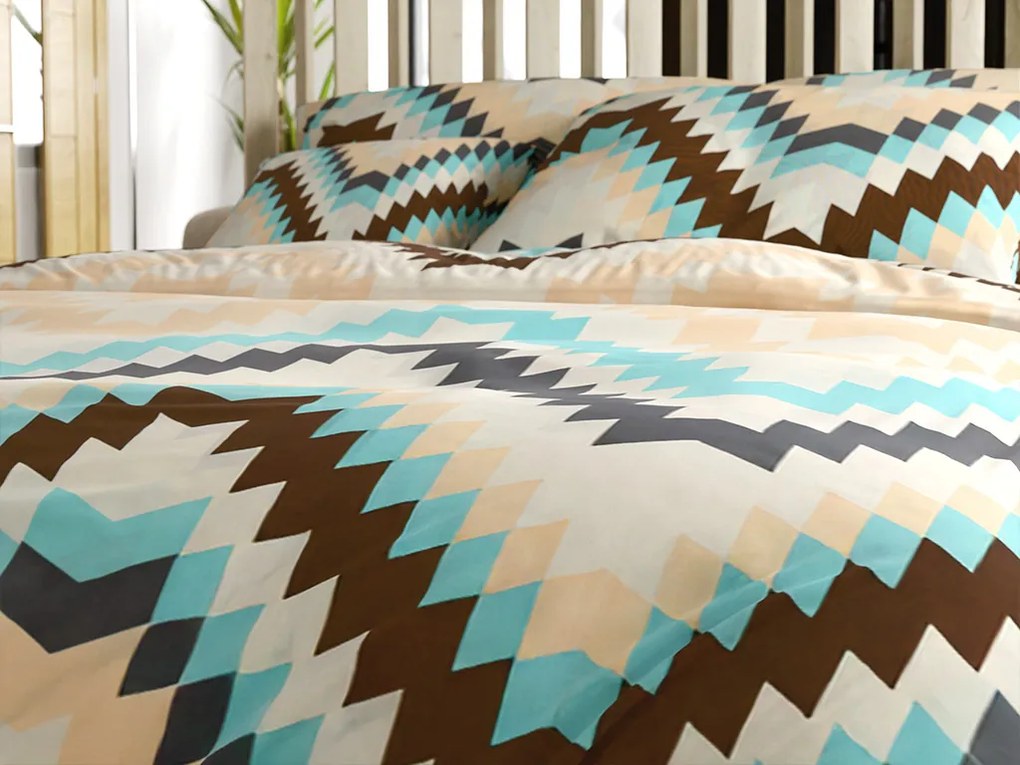 Lenjerie de pat din bumbac Renforce DIAGRAM crem Dimensiunile lenjeriei: 70 x 90 cm | 140 x 200 cm