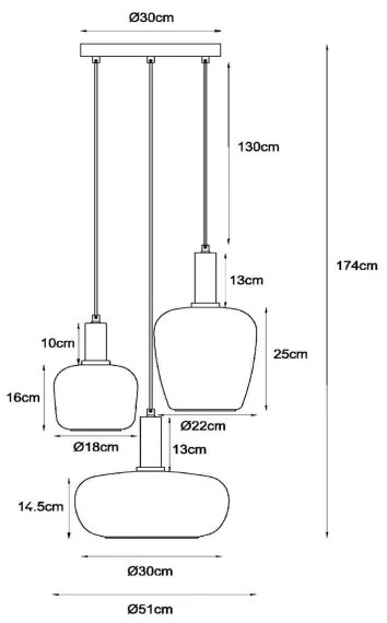 Lustră pe cablu Lucide 45408/13/99 ILONA 3xE27/40W/230V negru/bej