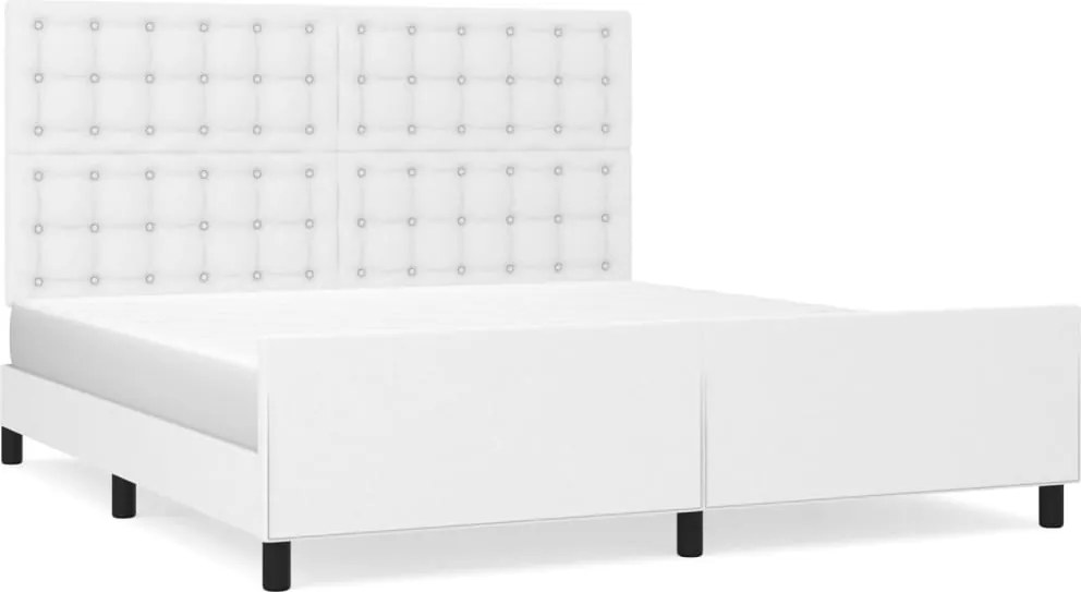 vidaXL Cadru de pat cu tăblie, alb, 160x200 cm, piele ecologică