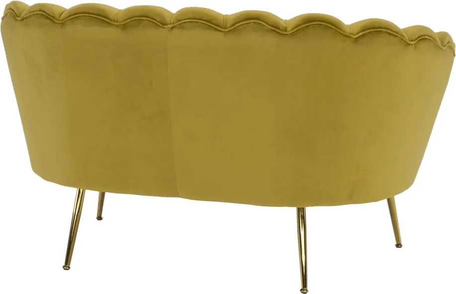 Bancă în stil Art-deco, catifea Velvet muştar/crom auriu, NOBLIN