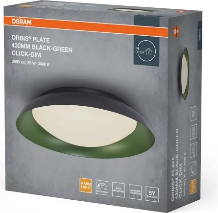 Osram ORBIS PLATE Plafonieră LED dimabilă 35W 230V Ø43 cm verde/negru