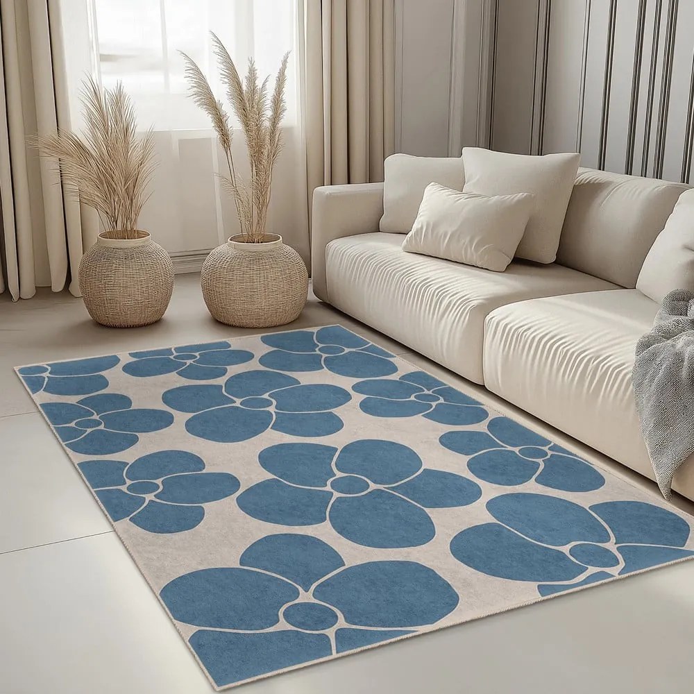 Covor albastru lavabil 60x100 cm Blue Meadow – Mila Home