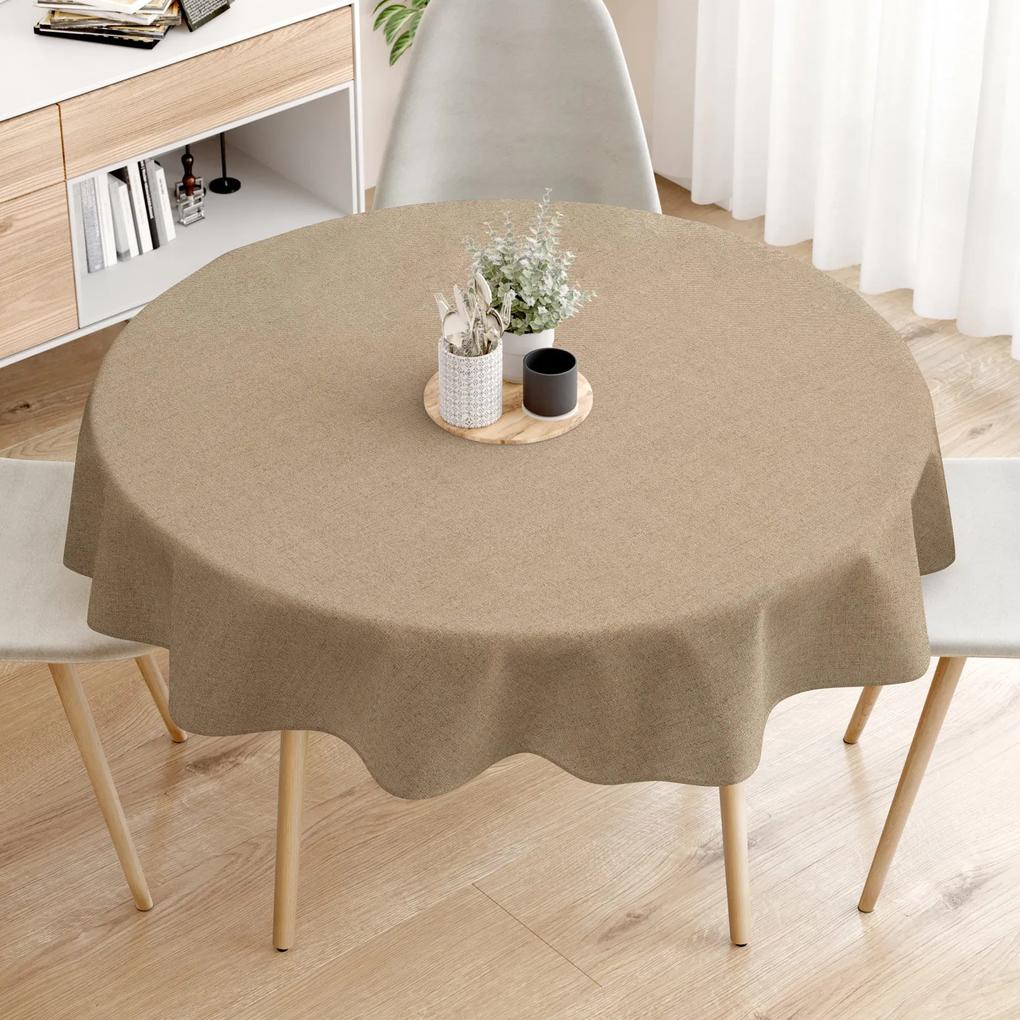 Goldea față de masă decorativă loneta - cafea natural - rotundă Ø 100 cm