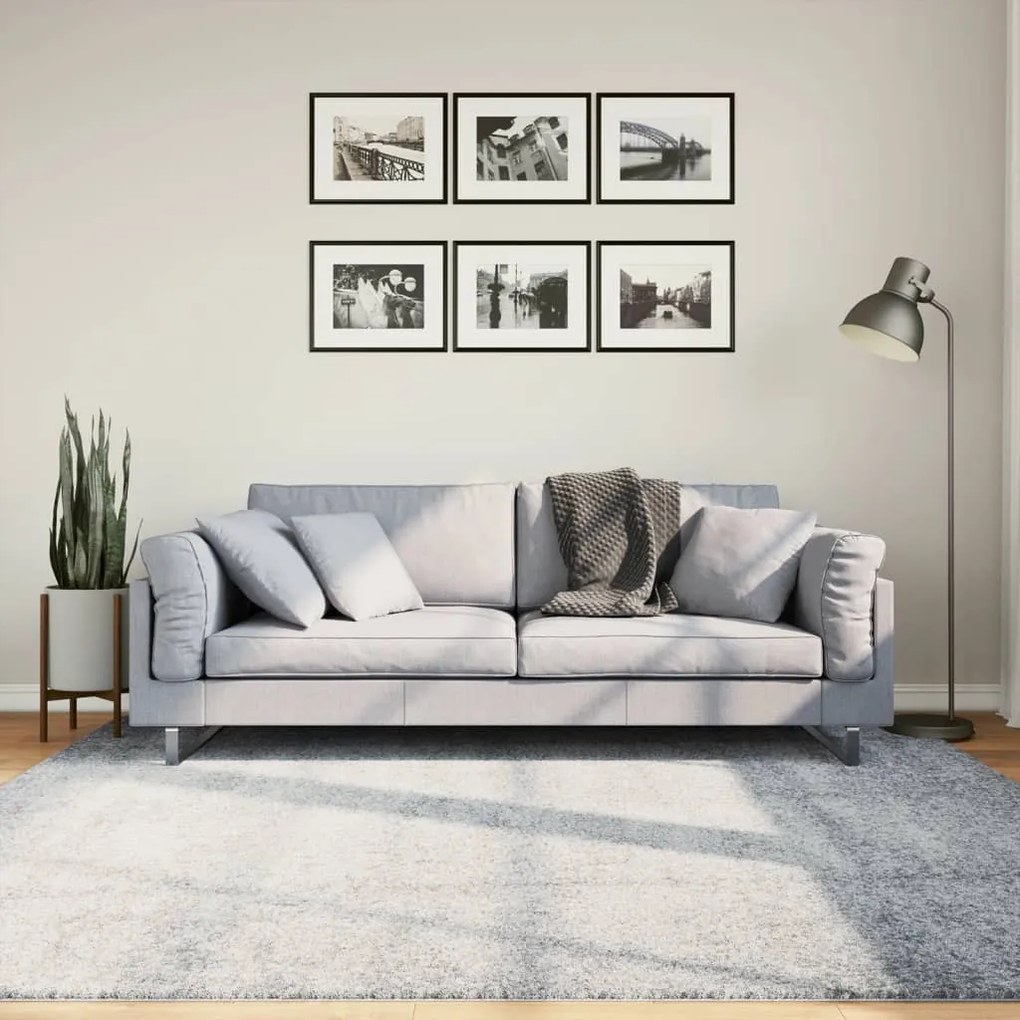 vidaXL Covor pufos &quot;PAMPLONA&quot; fire înalte, albastru modern 200x200 cm