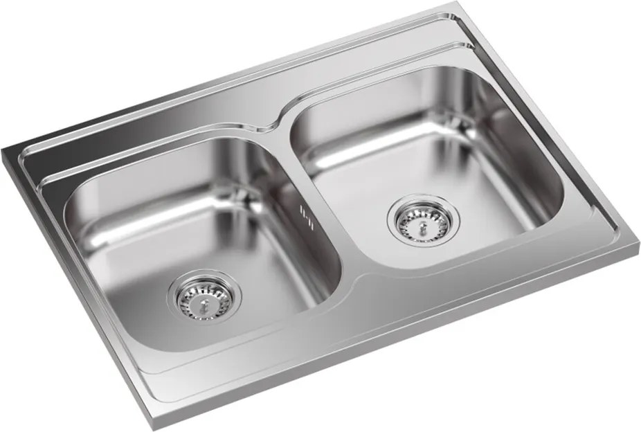 Chiuveta inox incastrata Quadron Sean 120 2 cuve finisaj inox satinat 80x60 cm