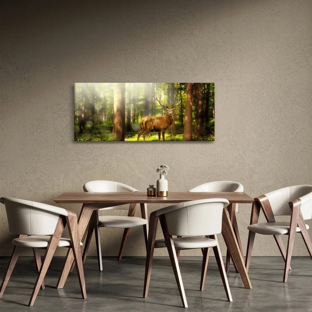 Tablou cu cerbul în pădure (120x50 cm)