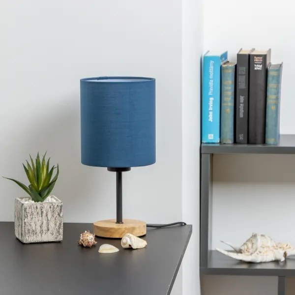 Lampă de masă Brilagi NUBILA WOOD 1xE27/25W/230V stejar/albastru închis