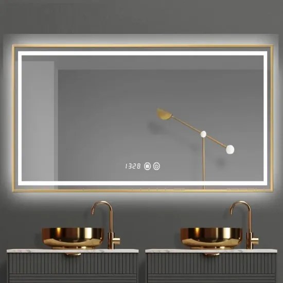 Oglinda Led Si Touch Cu Functie Dezaburire, Elit's, EsnJ44, 100X80cm, Rama Bronz Antichizata