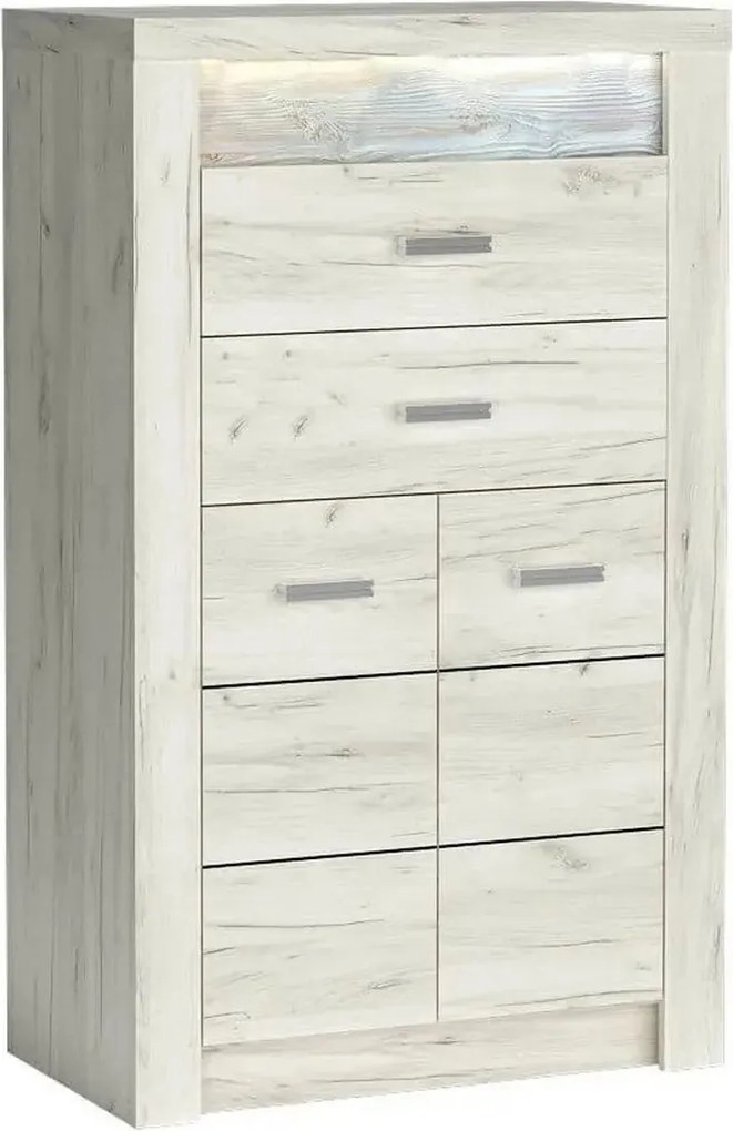 Comoda INDIANAPOLIS I6, stejar craft alb, PAL laminat, cu 2 sertare, 2