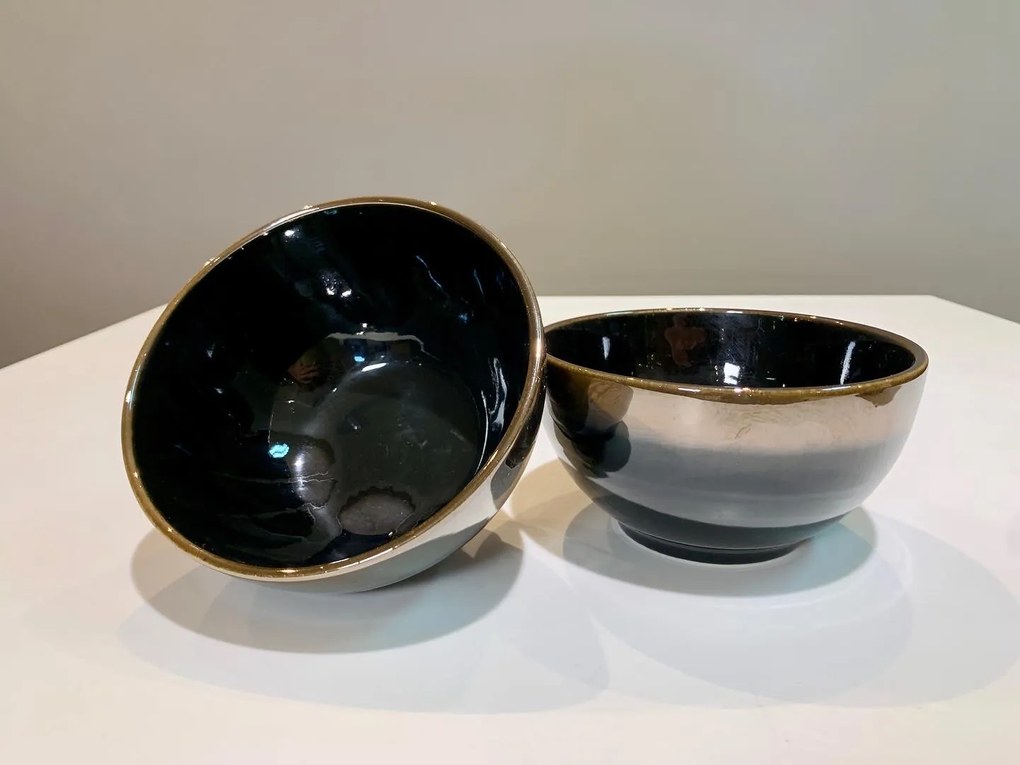 Set 3 Piese AGORA Negru Cupru Lucios ( Farfurie 26 cm, Farfurie 20 cm, Bol 16 cm 450 ml )