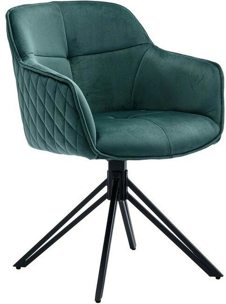 Scaun EMMA, stofa catifelata verde inchis - Bluvel 78, 59x62x82 cm