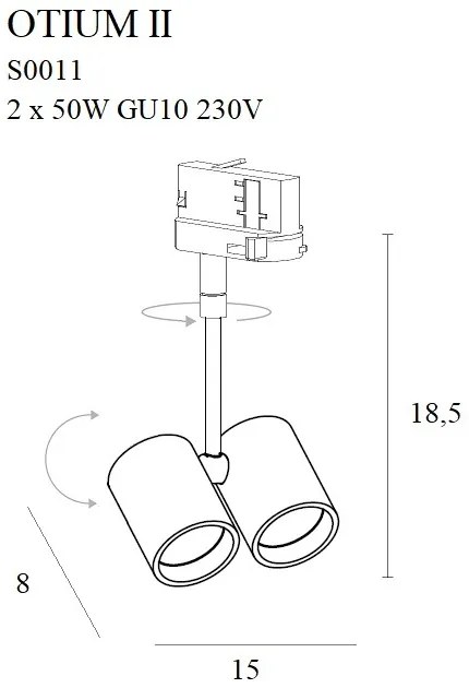 Spot directionabil pentru sina trifazata MAXLIGHT, OTIUM II negru