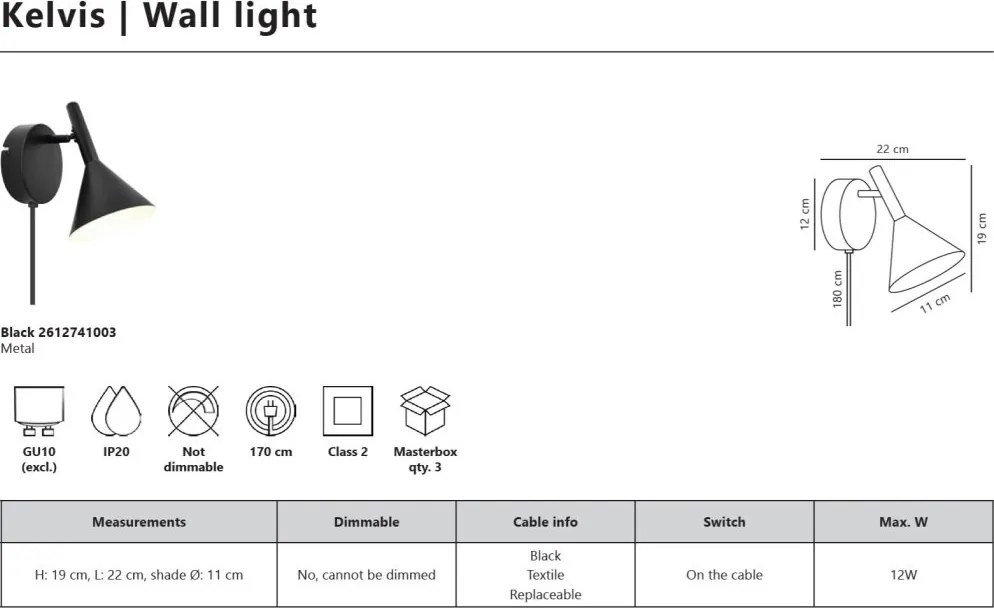 Aplica de perete design nordic modern Kelvis