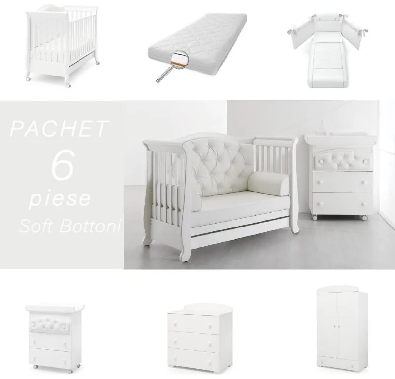 Pachet 6 piese Pat Saltea Set Textil Comoda Cabinet Dulap Soft Buttoni