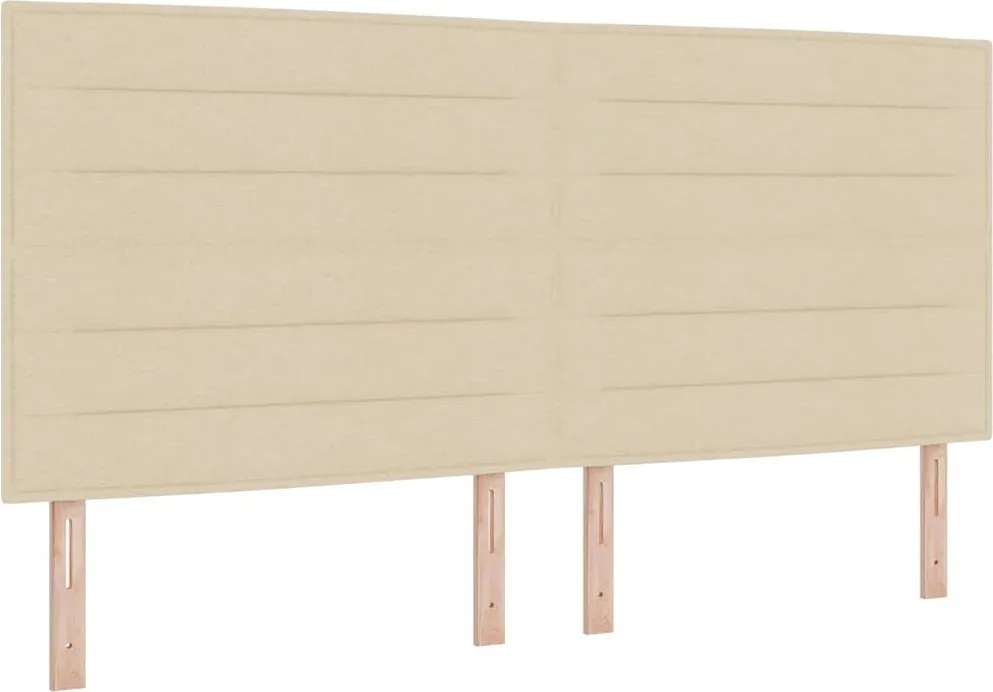 vidaXL Pat cu arc LED cu saltea Crem 200 x 200 cm țesătură