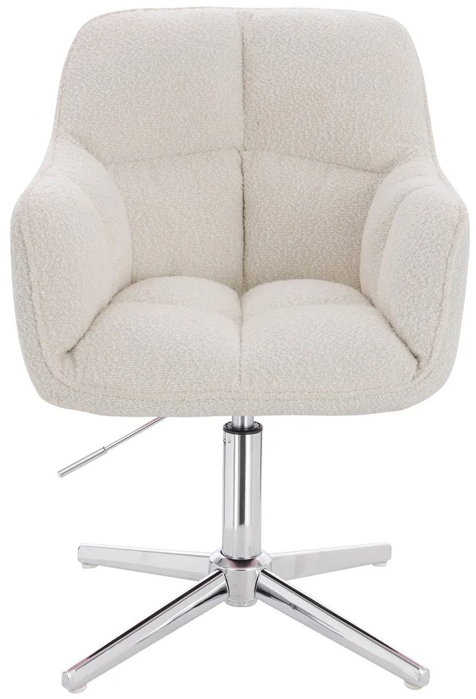 HR550CROSS Scaun Crem Boucle cu Bază Cromata